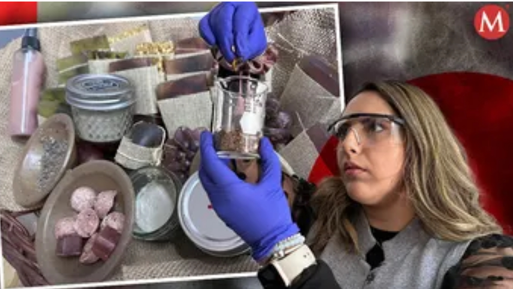 Integrante de Rearvora en el laboratorio con guantes y lentes de seguridad
