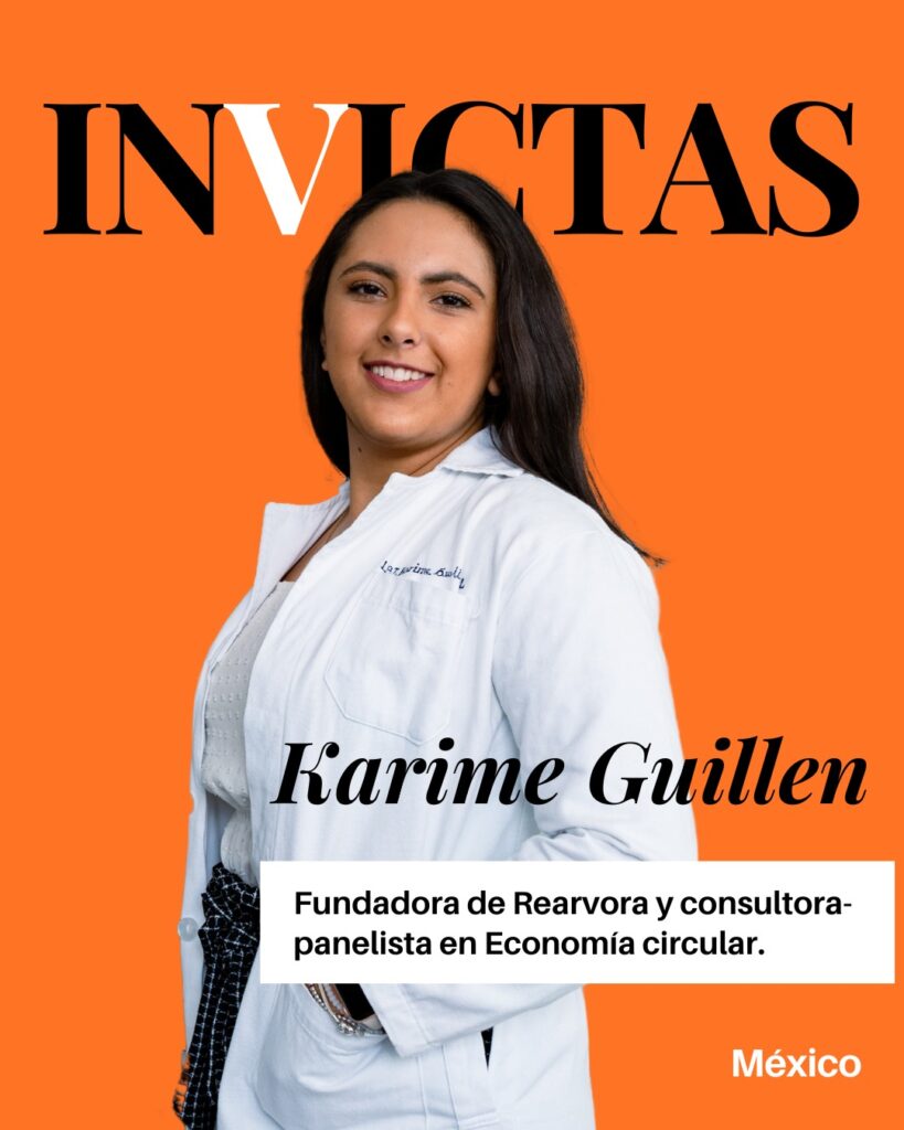 Karime Guillen, fundadora de Rearvora, en una portada con bata blanca